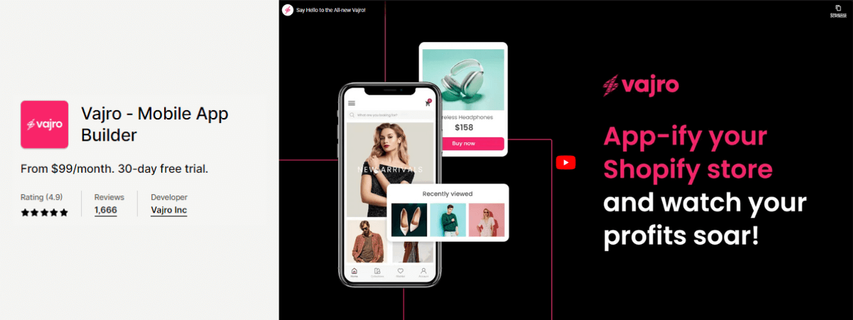 3. Vajro ‑ Mobile App Builder