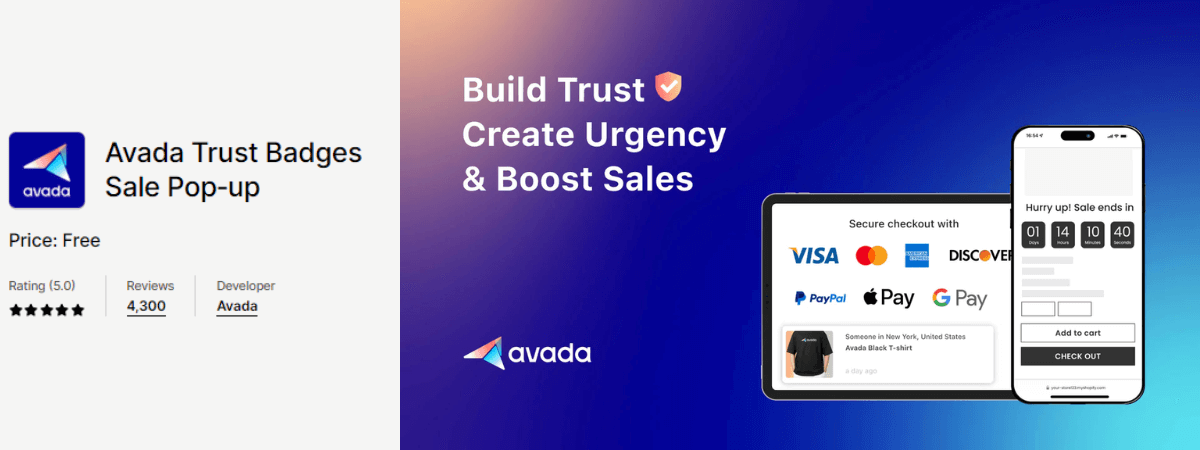 Avada Trust Badges Sale Pop-up