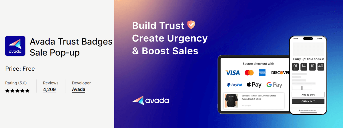 Avada Trust Badges Sale Pop‑up