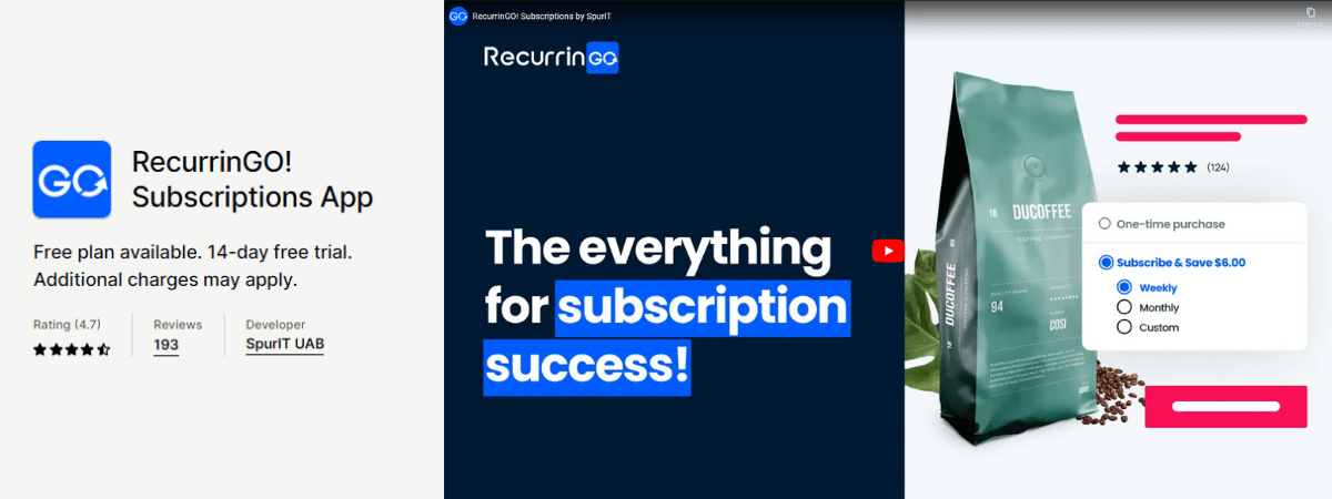 RecurrinGO! Subscriptions App
