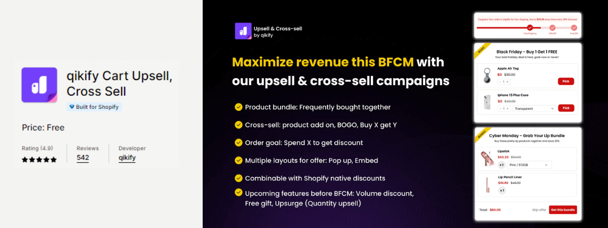 2. qikify Cart Upsell, Cross Sell