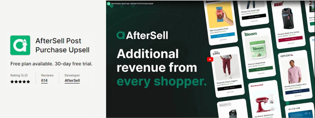 7. AfterSell Post Purchase Upsell