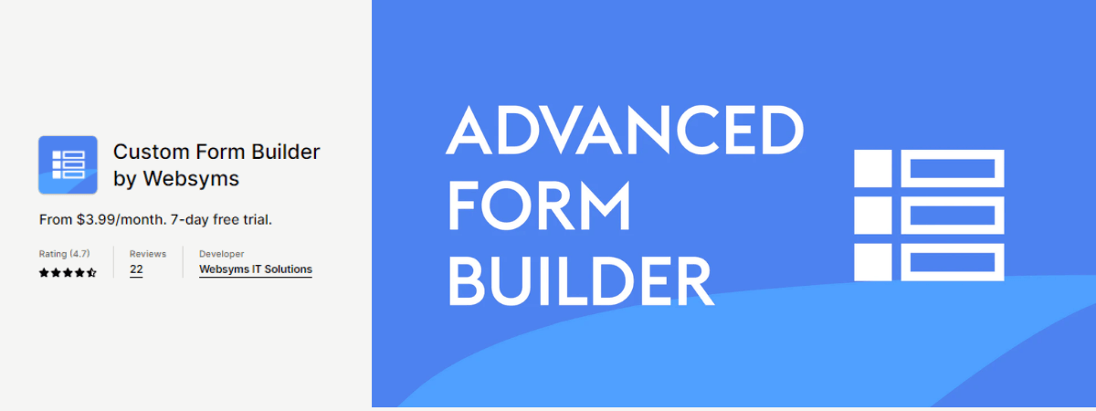 8. Custom Form Builder by Websyms