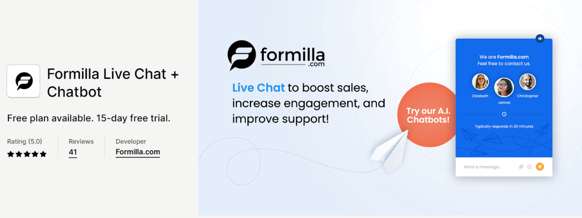 Formilla Live Chat+Chatbot 