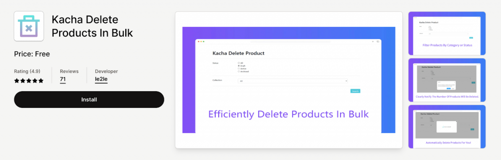 Kacha Delete Products In Bulk