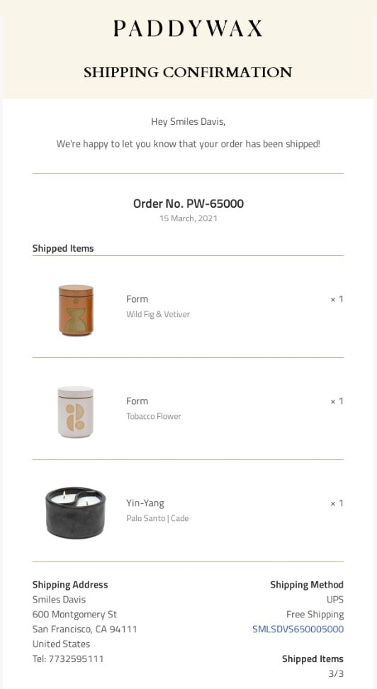 paddywax-shipping-confirmation-email