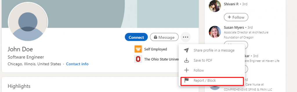 linkedin block