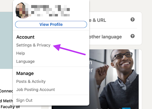 linkedin setting