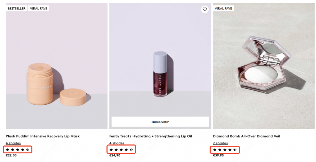 Product reviews on Fenty Beauty