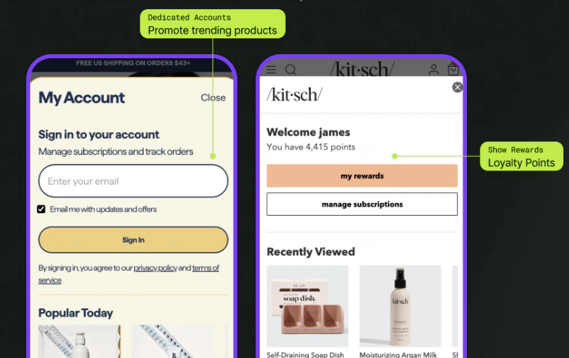 Rivo Shopify Accounts / Customer Personalization