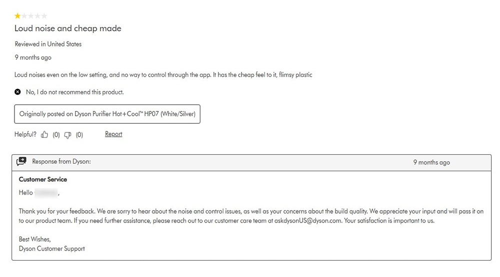dyson-response-to-negative-review-product-quality-complaint