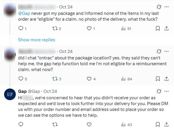 gap-response-to-negative-review-lost-package