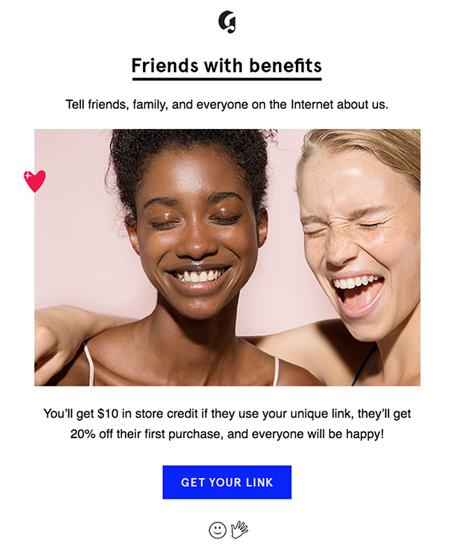 glossier-refer-a-friend-program glossier-customer-referral-program